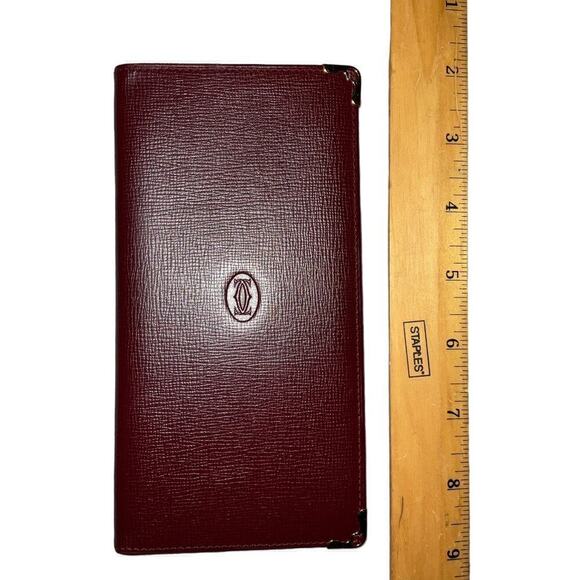 Vintage Cartier Burgundy Leather Bifold Wallet NWOT - Picture 9 of 14